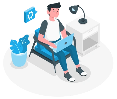 Icono de una persona trabajando en casa