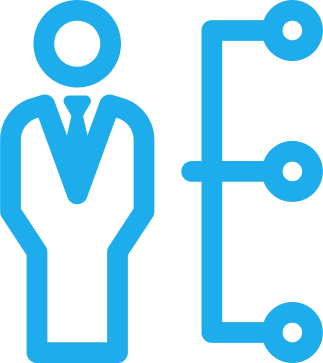 Icono de una persona gestionando múltiples compañías